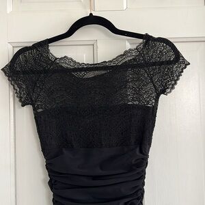 La Petite Robe Chiara Boni Black Nasir Lace Bodice Mermaid Gown